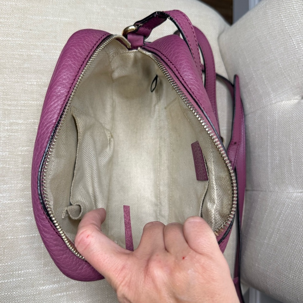 Authentic Gucci Soho Small Leather crossbody Disco bag dusty pink purple - Picture 13 of 16